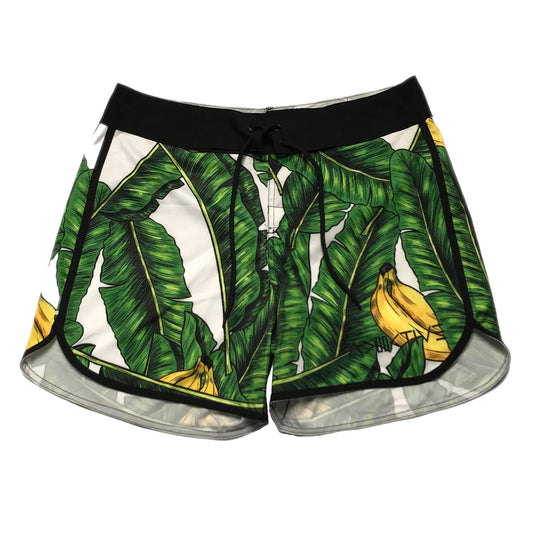 4 way stretch high performance womens boardshort banana leaf print